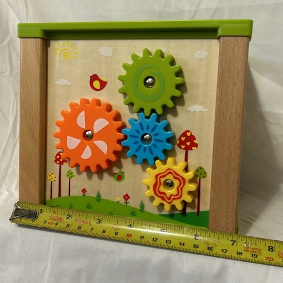 Toddler Learning Cube Toy Wooden Gears Abacus Clock Shape Montessori 7 in x 7 in - Picture 4 of 10